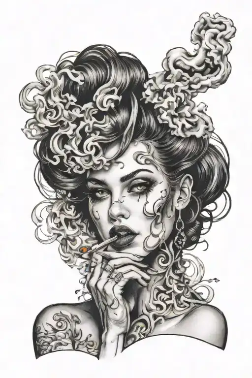 Sexy Woman Smoke Around