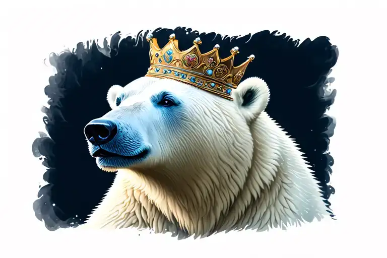Polar Bear Wearing A Crown Surrounded