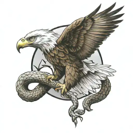 Eagle & Snake Emerge From The Sky