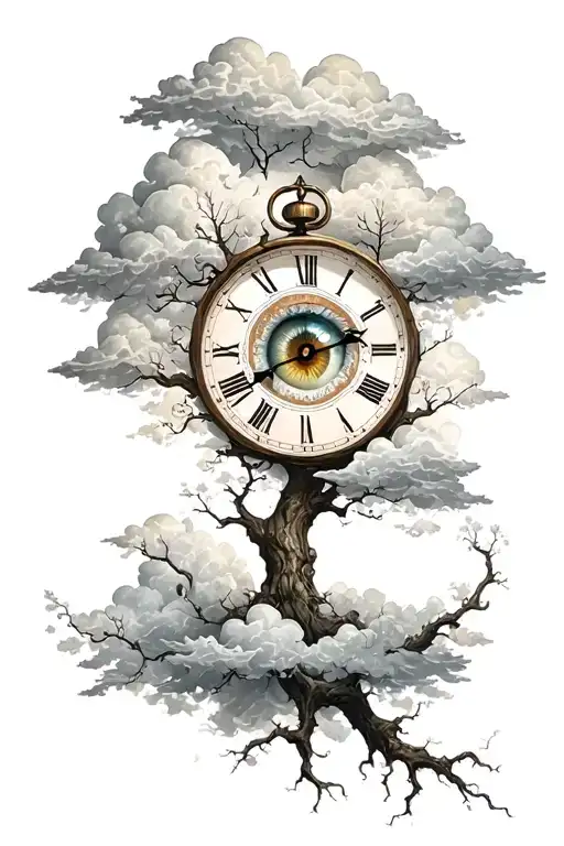 Clouds Eye Clock Life Tree