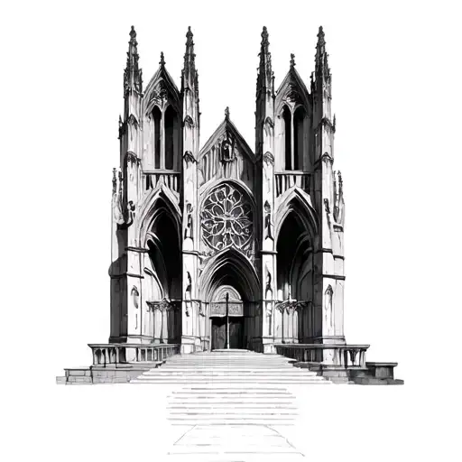 Gothic Cathedral With High Arches And A Long Forestry Wounds To The Altar