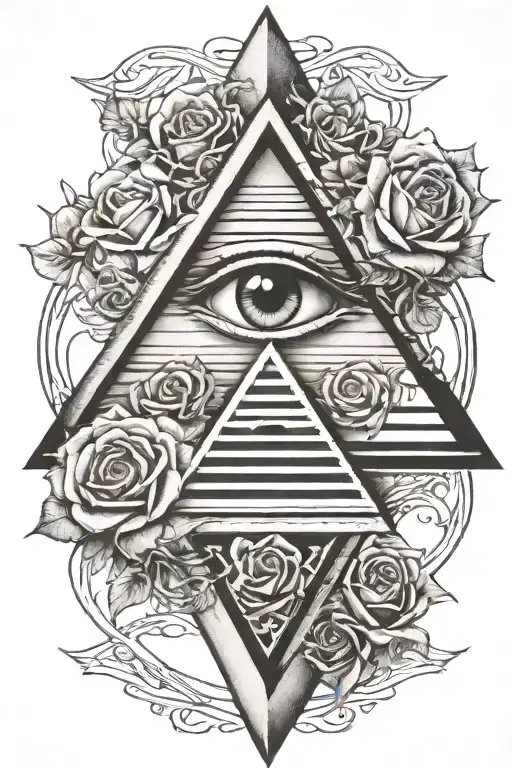 Pyramid With Eye Roses Intertwined
