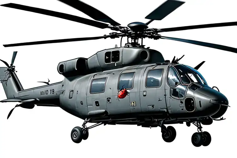 Blackhawk Helicopter With A Small Ladybug Perched