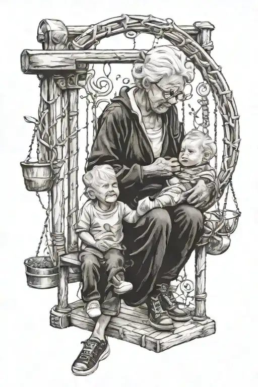 Grandmother With Her Grandchild Playing On Playground