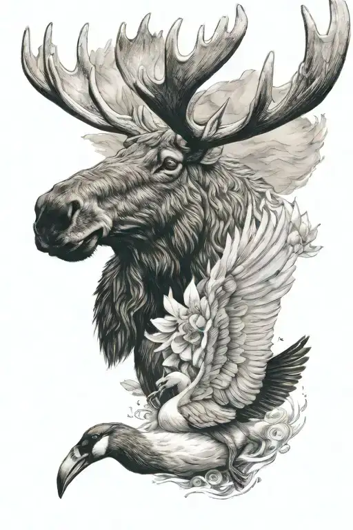 Moose And Swan