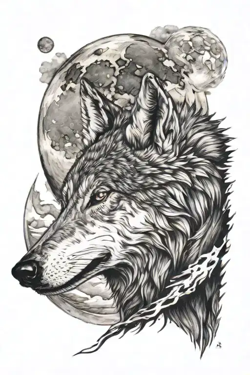 Cool Wolf Howling At The Moon