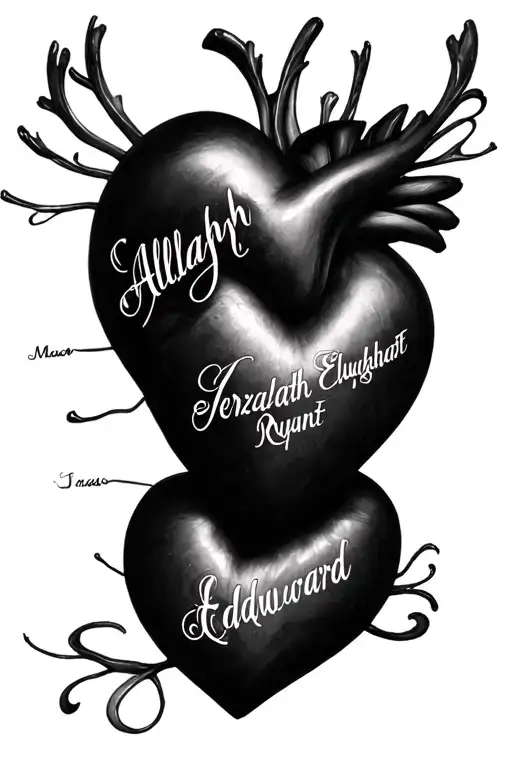 A Heart With Theses Names In Them Aaliyah Jeremiah Elizabeth August Ryan Edward