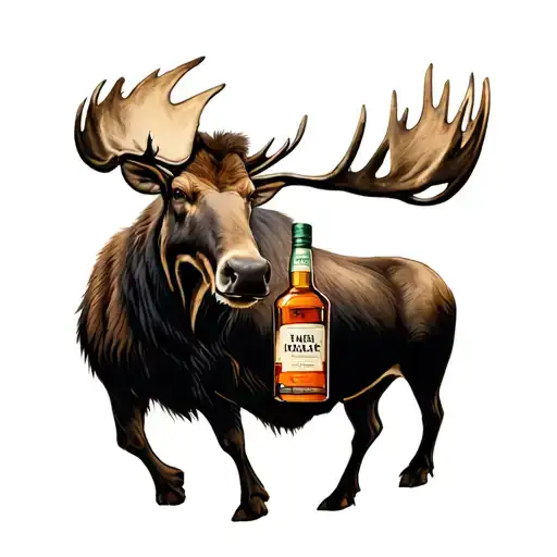 Moose Holding A Bottle Of Whiskey