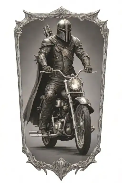 Midevil Knight With A Harley Davidson
