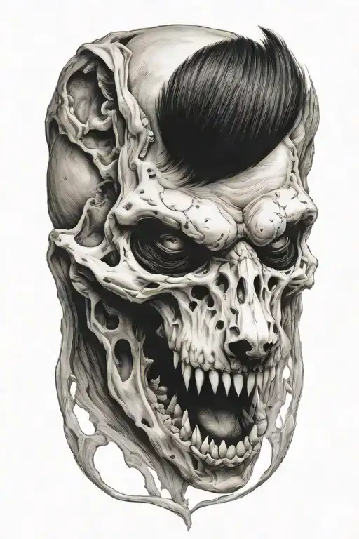 Human And Wolf Skull Hybrid Creature Combining Elements