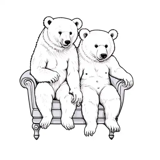 Two Bears Sitting On A Chair