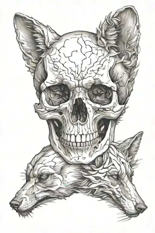Human Skull And Fox