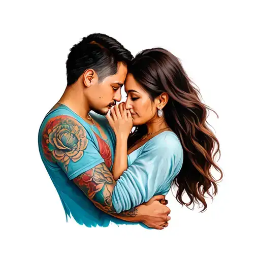 Two Embraced Adults