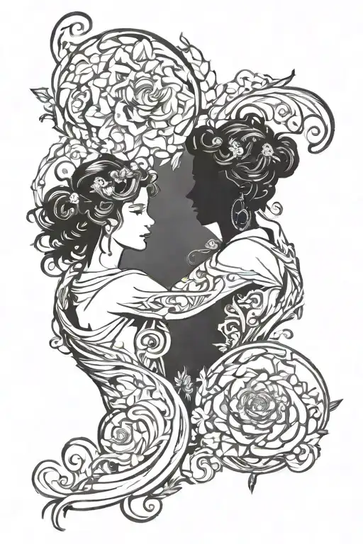 Silhouette Of 2 Womens Eternal Love For Each Other