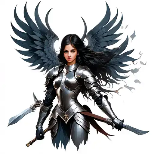 Female Warrior In Iron Armor