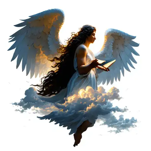 Angel And Clouds And Scripture