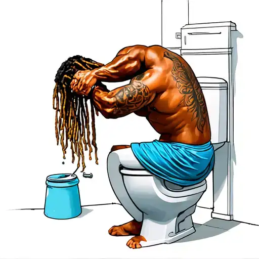 Dreadlock Samoan Fixing A Toilet