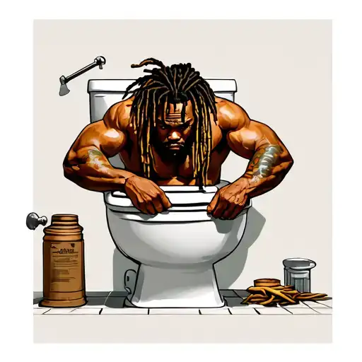 Dreadlock Samoan Fixing A Toilet