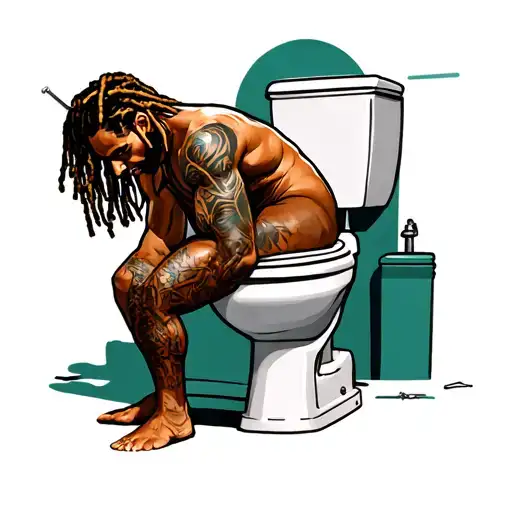 Dreadlock Samoan Fixing A Toilet