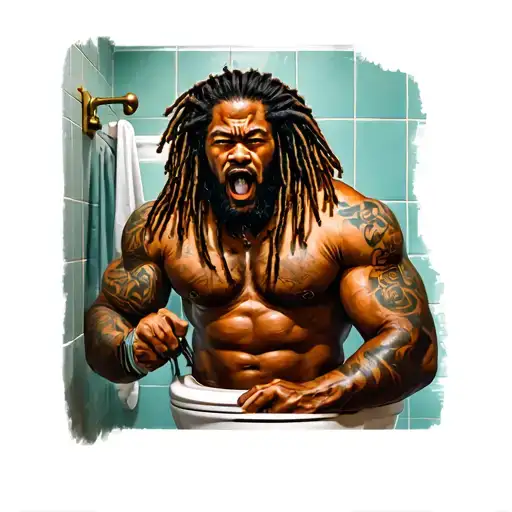 Dreadlock Samoan Fixing A Toilet