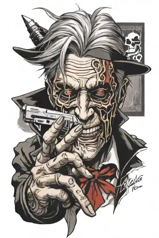 Allucard Hellsing Face And Hand Tattoo With The Main Phrase