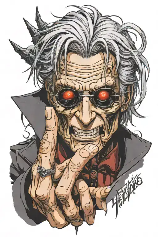 Allucard Hellsing Face And Hand Tattoo With The Main Phrase