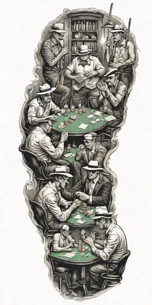 Gangster Golfers Playing Poker
