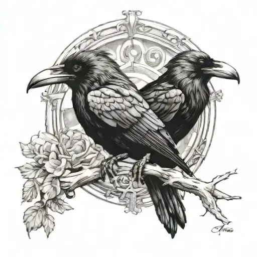 Ravens And Goddess Surrounded