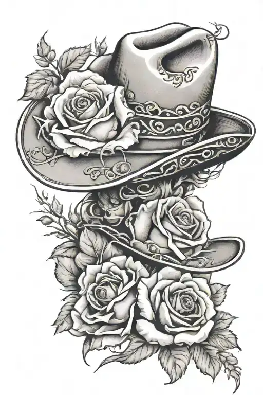 Cowboy Hat Roses Intertwined