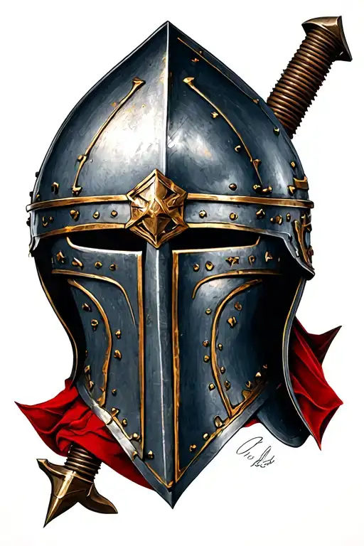 Crusader Helmet With Weapons Transformed