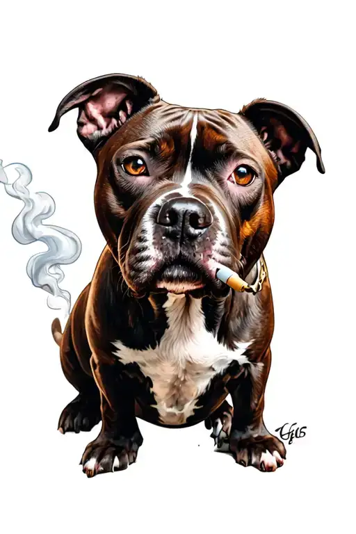 Thug Smoking Blunt Pit Bull Terrier