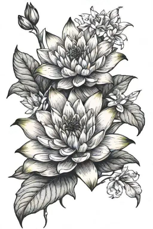 Water Lily And Larkspur Flower