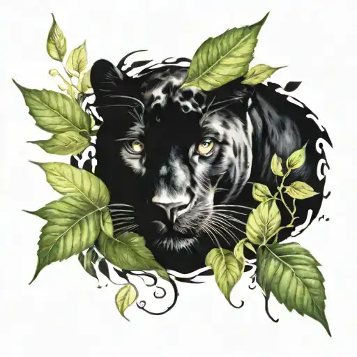 Panther In The Leaves