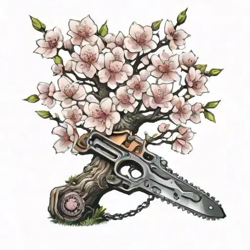 Blossom Tree With Chainsaw Chain Wrapped