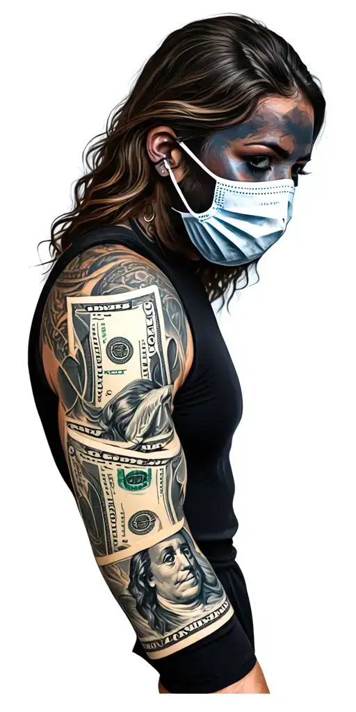 Arm Sleeve Tattoo Mask Money Design