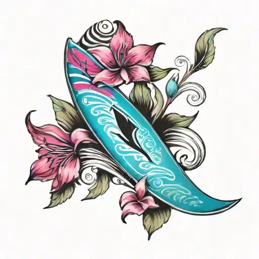Turquoise Blue Surfboard Turning Fuchsia Pink