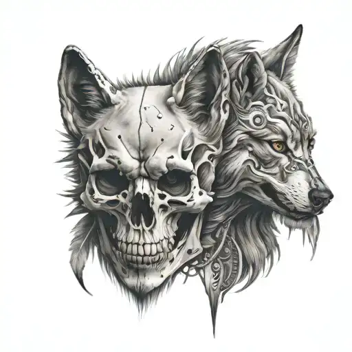 Skull And Wolf