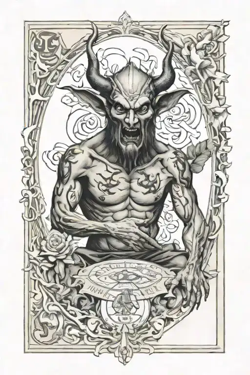 Tarot Card Devil Original Nude Scary