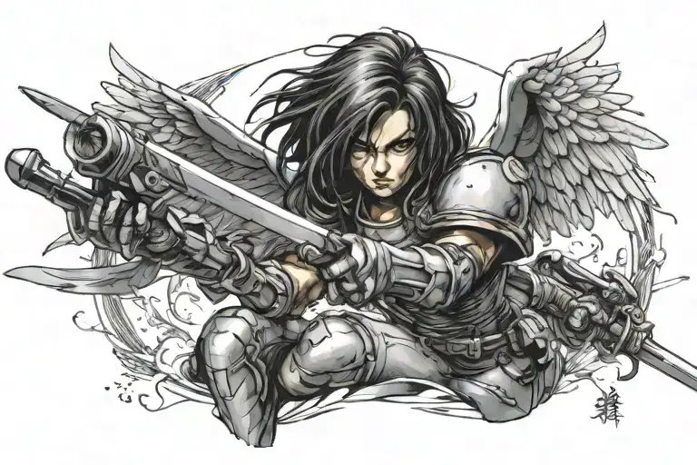 Battle Angel Holding A Sword
