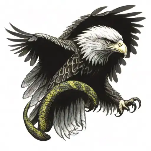 Eagle Fighting A Snake