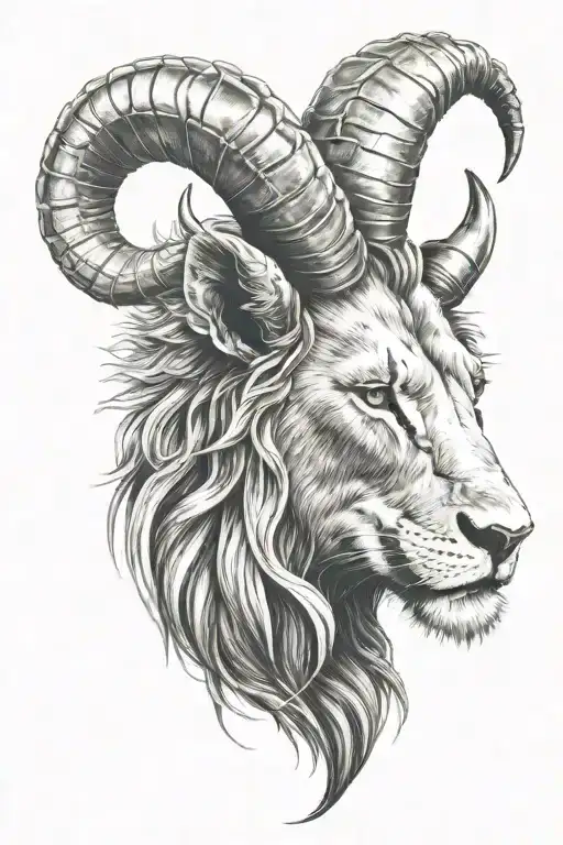 Half Goat Half Lion Head