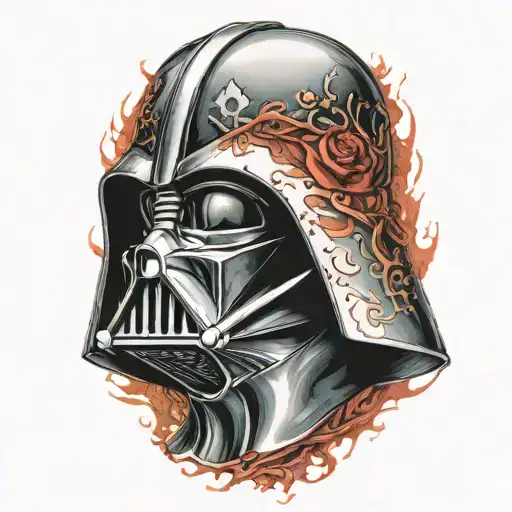 Colored Darth Vader Tattoo Mostly Red Colors