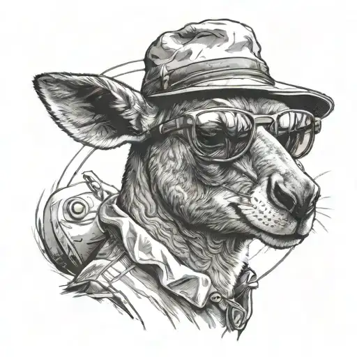 Kangaroo Wearing Sunglasses And A Bucket Hat