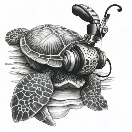 Sea Turtle Wearing Headphones