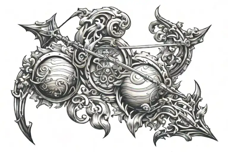 Jupiter With Bow And Arrow With Fire Element Symbol