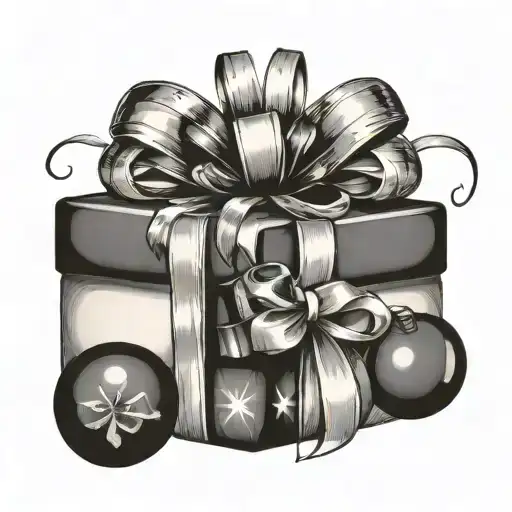 Gift Box With Bow And Balloons