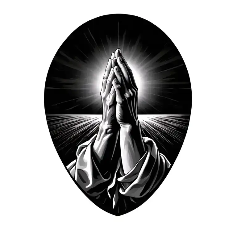 Praying Hands With Sun Rising