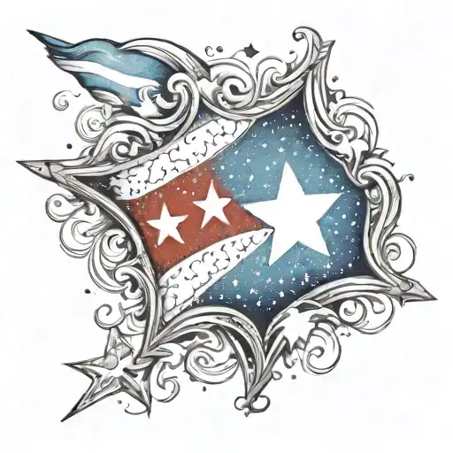 Cuban Flag Star Filled Sky
