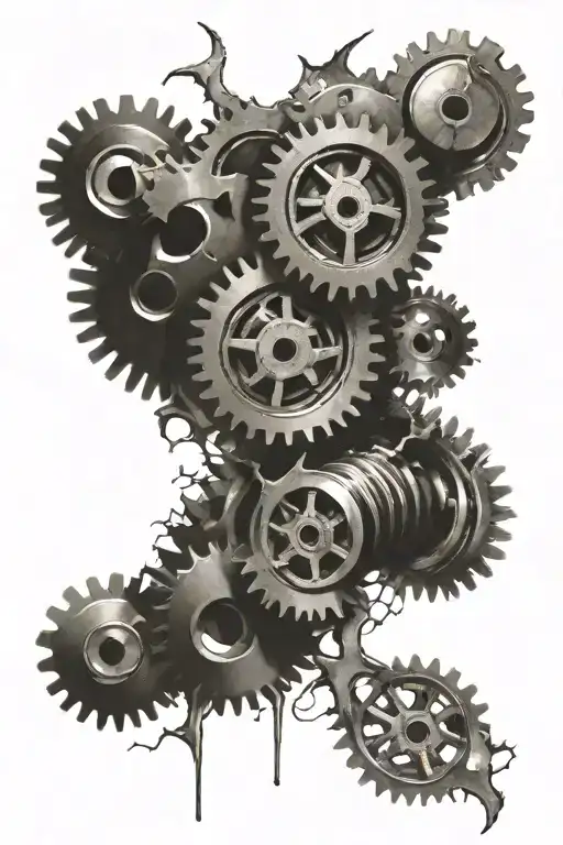 Gears And Torn Flesh Tattoo Sheet