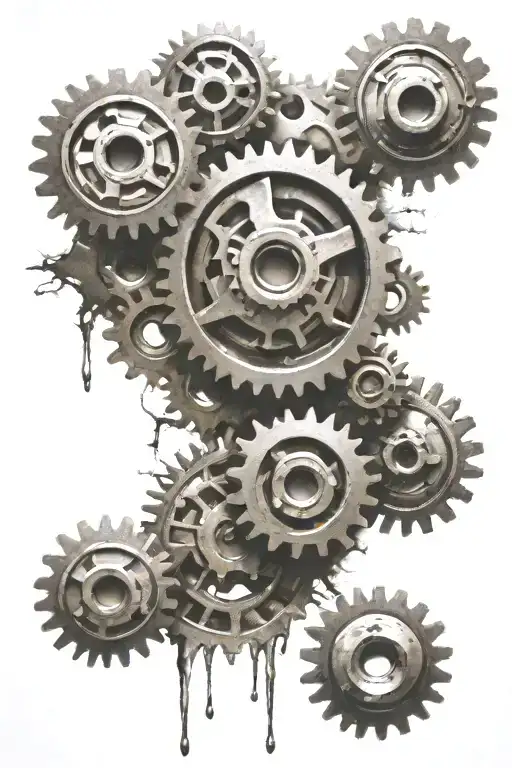 Gears And Torn Flesh Tattoo Sheet